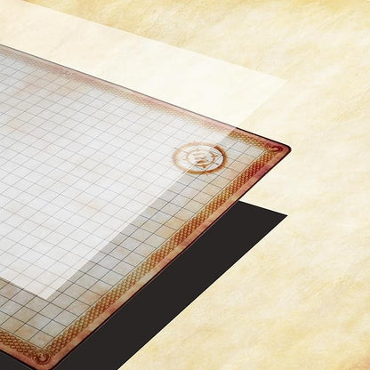ENHANCE Deluxe RPG Grid Mat - DND Map (24x36in) with Premium Rubber, Non-Slip Grip, No Creasing - Dry Erase DND Mat Set for Masters and Starters, Erasable Parchment with Travel Pouch, Marker Set