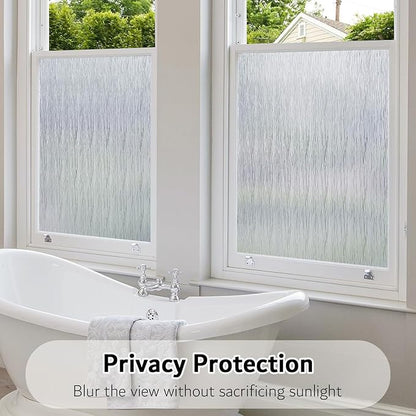 VELIMAX Frosted Window Privacy Film Non Adhesive Window Cling Removable Glass Covering Clear Water Opaque Window Film for Home Anti UV 35.4x157.4 inches