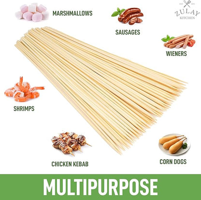 Zulay Kitchen Authentic Bamboo Marshmallow Smores Sticks - 40 Extra Long 30" Roasting Skewers - 5mm Heavy-Duty Bamboo - Ideal for Grilling & Camping