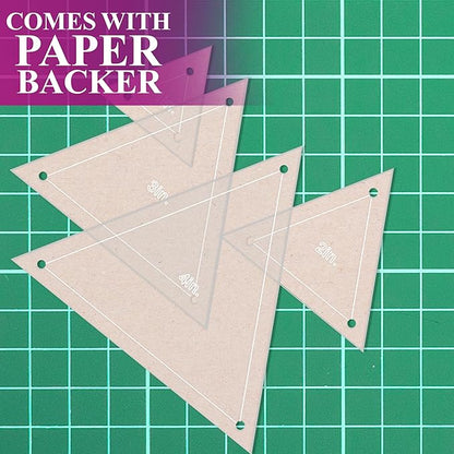 Quilting Acrylic Template Set | Precision Tools for Quilting Enthusiasts | Triangle Design | Includes Sizes 4", 3", 2", 1" | 1/8 Clear Acrylic | 1/4" Seam Allowance for Accuracy