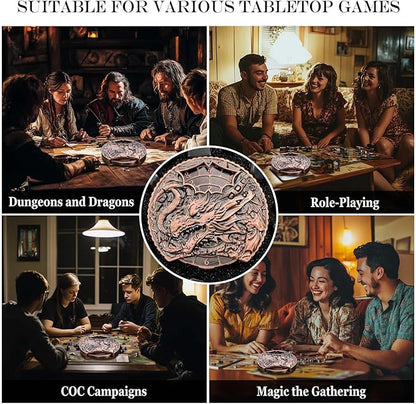 DND Dice Set Roulette: Fidget D4 D6 D8 D10 D10% D12 D20 All in One Metal D&D Spinner Dice - Cool Role Playing Dice Gifts for Dungeons and Dragons TRPG MTG Games Lover Players (Ancient Red)