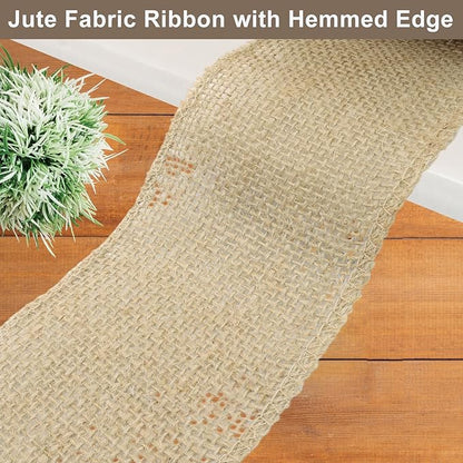 3" Wide Natural Burlap Fabric Roll - 10 Yards Jute Ribbon for Gift Wrapping, Wedding Decorations, Rustic Crafts, Wreaths & Home Decoration (8cm Wide)
