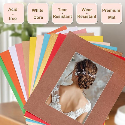 uxcell 10Pcs Picture Mats, 8 x 10 Mat Board Center for 5 x 7 Pictures Acid Free White Core Bevel Cut Frame Mattes for Display Art Measuring, White