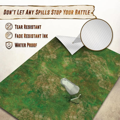 Battle Game Mat for DND - [48" x 72"] Wargaming Tabletop Map - Gaming Board for Warhammer 40k, Dungeons and Dragons, Wargame RPG - Vinyl Gaming Grass Terrain