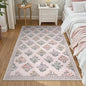 Wonnitar Boho Floral 3x5 Washable Rug, Ultra-Thin Pink Small Rugs for Bedroom, Soft Non Slip Moroccan Throw Carpet for Nursery Girls Bedside Dorm Room Decor, Pale Pink