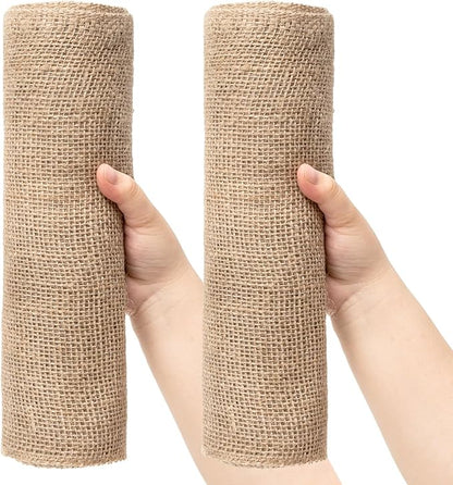 12 Inch Natural Burlap Fabric Roll - 10 Yards Jute Fabric Ribbon for DIY Gift Wrapping Craft Projects, Wedding & Christmas Home Decoration (30 cm, 12 in)