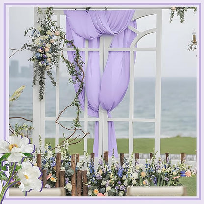 Horbaunal Lavender Chiffon Fabric by The Yard, 10 Yard Continuous Sheer Fabric 59" Wide Soft Draping Fabric for Wedding Arch Draping Party Backdrop DIY Sewing