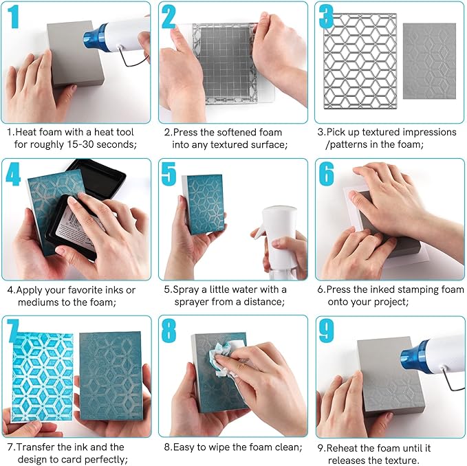 BAOFALI 12 Pcs Stamping Foam Grey Moldable Foam Stamps Plastic Dry Foam Stamp Pad Cut and Dry Foam Stamping Foam Block for Sculpture, Modeling, DIY Arts and Handicrafts Projects