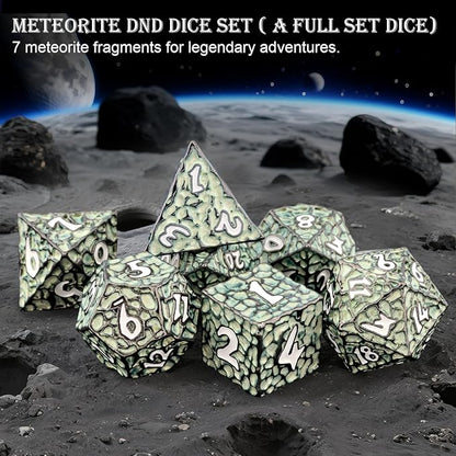 Haxtec Metal DND Dice Set Polyhedral D&D Dice Compatible with Dungeons and Dragons Gift TTRPG Black Green Metal Dice
