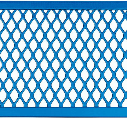 Global Industrial 6’L Rectangular Picnic Table, Expanded Metal, Blue Thermoplastic Coating, Attached Benches, 1-1/2” Umbrella Pole Hole, Outdoor-Rated, 1000 lb Capacity, 72” x 30” Tabletop