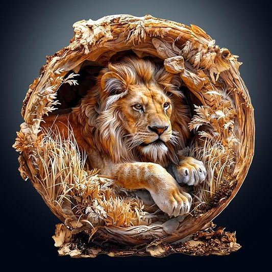 KAAYEE Wooden Puzzles for Adults, 3D Vision Effect Lion King Wooden Jigsaw Puzzles 300 PCS Unique Shape Advanced Wood Puzzle Adult, Fathers Birthday Family Game (L-13.4 * 13.4in)