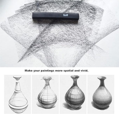 CAMATTO 14 PCS Blending Stumps and Tortillions Paper Art Blenders Tool with Sandpaper Pencil Sharpener Pointer Compressed Charcoal Sticks for Student Artist Charcoal Sketch Drawing Shading