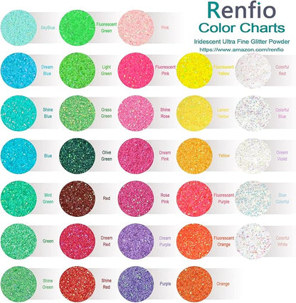 Renfio Iridescent Ultra Fine Glitter Powder Resin Supplies Glitters 1.94 Oz (55g) PET Flake Crafts Sequins 1/128" 0.008" 0.2mm Epoxy Chips Flakes for Tumblers Slime Painting - Purple