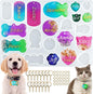 Actvty Pet Tag Resin Mold Silicone, Dog Tag Molds for Resin, Dog Bone Cat Shaped Keychain Silicone Resin Molds with 15Pcs Keychains DIY Crafts Making Tag Charm Pendant