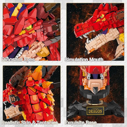 JMBricklayer Dragon Set for Adults 70105, Cool Animals Model Dragon Head Building Blocks Toy, Collection or Home Office Decor, Birthdays for Boys, Girls, Men and Adults