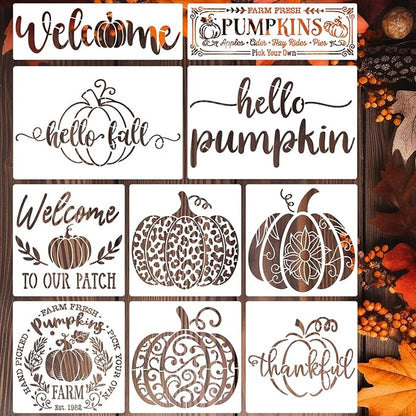 Fall Stencils for Painting on Wood Pumpkin Stencil Reusable Autumn DIY Crafts Stencils for Door Mats Porch Hanger Fabrics Decor