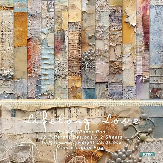 YASMEN 6"x6" Scrapbook Paper Pad - 24 Sheets of Patterned Cardstock for Card Making, Scrapbooking, Junk Journal, DIY Gift Cards - Single-Sided Decopodge Decorative Craft Paper