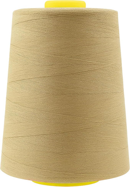 Mandala Crafts 4 Pack of Serger Threads Cones Spools - 20S/2 24000 Yards Polyester Khaki Threads for Sergers Machine and Overlock Quilting Sewing Machine