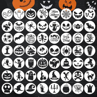 Halloween Stencils for Painting on Wood 3inch Reusable Pumpkin Ghost Face Stencils Boo Trick or Treat Draw Templates for Painting on Wood Slice Tier Tray Fabrics Window Decor