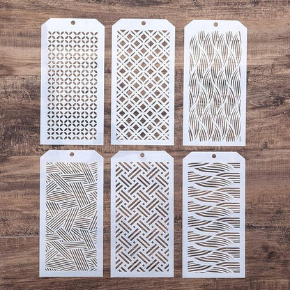 DIY Decorative Wave Stencil Template for Scrapbooking Painting on Wall Furniture Crafts, Set of 6 (Wave)