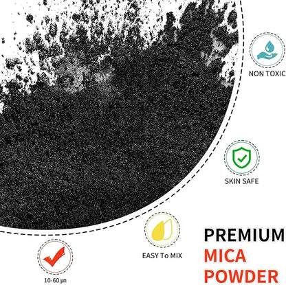 Mica Powder - 75g Mica Powder for Epoxy Resin - Metallic Color Pigment for Resin, Soap, Bath Bombs, Eye Shadow, Nails, DIY Crafting Projects etc. (Black)