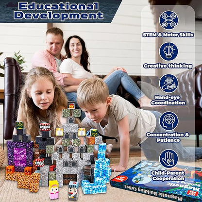 Goody King 150 PCS Magnetic Building Blocks,Dark Castle Set Magnetic Blocks,Magnetic Toys for Kids, Sensory Toy for STEM Learning Toys for Kids 3+ Boys and Girls Christmas Birthday Gifts