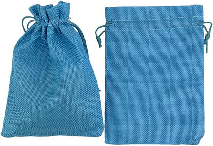 Palmhomee Pack of 25 Burlap Gift Bags with Drawstring Linen Jewelry Pouches Wedding Hessian Jute Bags for Birthday and Treat Pouches Party Wedding Favors Gift (5x7 Inch, Ocean Blue)