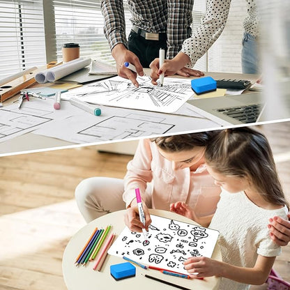 Dry Erase Lapboards Student Pack of 12,9x12 inch Double Sided White Boards,Small Mini White Dry Erase Boards for Students Whiteboards Including Mini Dry Erase Erasers and Colored Markers