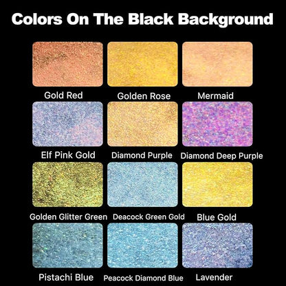 CSY art gallery Metallic Watercolor Paints Set Handmade Glitter Shimmering Double Color Water Color Solid Paint Include 12 Colors In Portable Tin Box for Artists, Professionals (Fruit Midsummer)