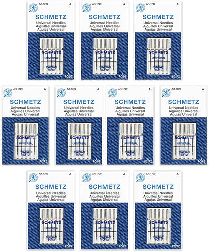 SCHMETZ Universal Sewing Machine Needles - Size 80/12, 5-Needle Cards, Pack of 10