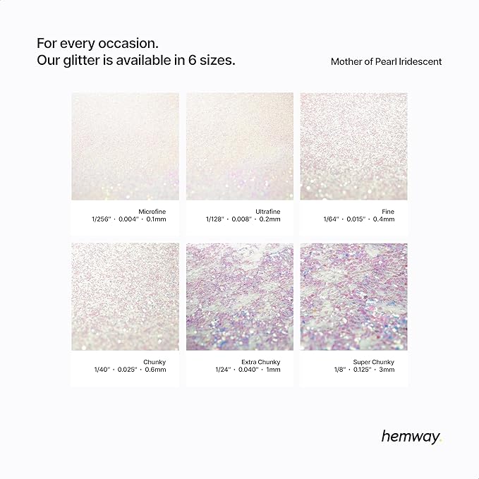 Hemway Polyurethane & Epoxy Resin Glitter 100g / 3.5oz Metallic Crystal Flake Additive for Flooring Jewelry Tumblers Glass Pigment - Super Chunky (1/8" 0.125" 3mm) - Mother of Pearl Iridescent