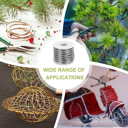 MECCANIXITY 9 Gauge Anodized Aluminum Craft Wire Bendable Bonsai Training Wire 56 Feet 3mm for Sculpting Crafts Wreath Floral Beading Jewelry Making, Silver Tone
