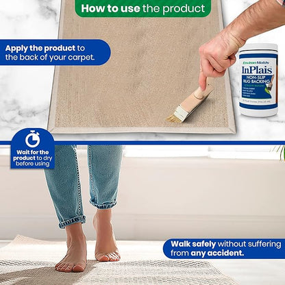 InPlais Non-Slip Area Rug Backing 1-Gallon (3.7854 Liters) Fabric & Floor Safe Latex Layer | Easy, Paint-On Application Liquid | Kitchen, Bathroom, Hallway, Living Room | Dries Quickly