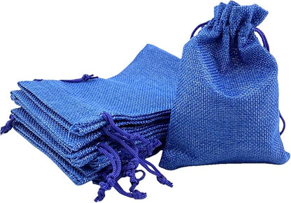 Palmhomee Pack of 25 Burlap Gift Bags with Drawstring Linen Jewelry Pouches Wedding Hessian Jute Bags for Birthday Jewelry and Treat Pouches Party Wedding Favors Gift Art and DIY Craft (4x5.6 Inch, Royal Blue)