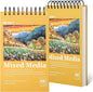 A5 Sketchbook, 2 Pack Mixed Media Sketchbook 120 Sheets Total, 98lb/160g/m² Heavy Weight Spiral Artist Sketchbook for Sketching, Crayons, Acrylics, Crafts, Ideal Gift