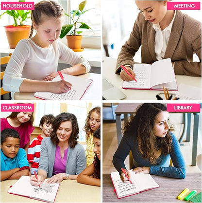 feela 5 Pack Notebooks Journals Bulk, Hardcover Notebook Classic Ruled Lined Journals with Pen Holder for Women Girls School Business Supplies, with 5 Black Pens, 120 GSM, 5.1”x8.3”, A5, Berry