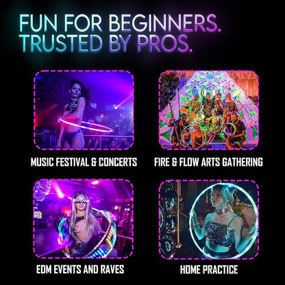 UltraHoop Remote LED Hoop - Wireless Control 60 Color Changing LED Lights w/ 300+ Modes & Patterns - Rechargeable Battery, HDPE Collapsible, Advanced to Beginner Hoola Hoops - 34” x 3/4" OD - UltraPoi
