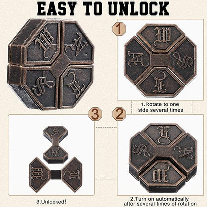 Wettarn 9 Pcs Metal Brain Teaser Puzzles Teaser 3D Steel Puzzle for Adults Unlock Interlocking Games IQ Education Smart Logic Test Toys for Adults Mind Challenge(Classic Style)