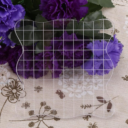 1PC Transparent Acrylic Stamp Blocks with Grid Lines, with Curve Edges Essential Stamping Tools for Scrapbooking Crafts Making,1.97 x 1.97/2.95 x 2.95/3.93 x 3.93 (10x10cm)