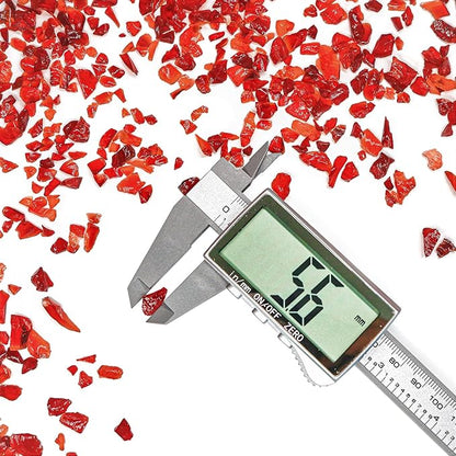 Crushed Glass for Resin Art - 3-6mm Red, 1.5lb | Broken Glass Pieces for Crafts, Vase Filler & Fire Pit Media | Decorative Stones (90% Red/10% Orange)