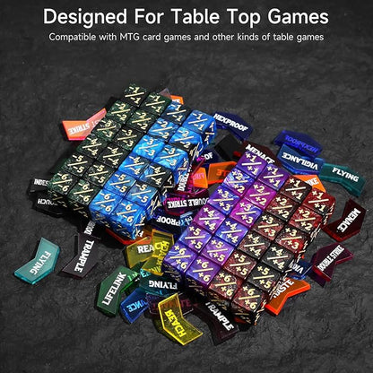 SIXPOINTS 108PCS 12mm MTG +1/+1 Tokens 6 Sided Dice & Keyword Counters Tokens Set for Magic The Gathering, MTG, TCG, Card Games Accessories