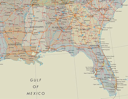 24x36 United States, USA Contemporary Premier Wall Map Poster (24x36 PAPER)