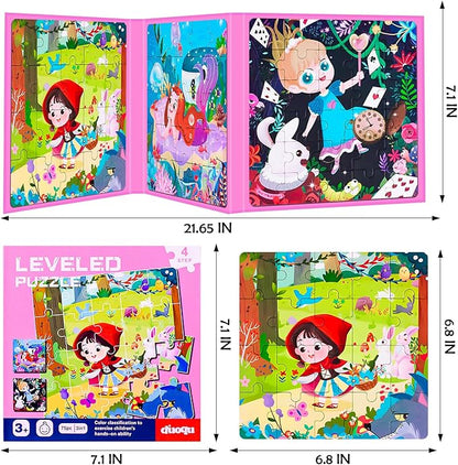 Magnetic Puzzles for Kids Ages 3-5, 3 in 1 Toddler Fairy Jigsaw Puzzle Book, Kids Travel Puzzles Toys, Preschool Learning Toy for Kids 3-8 Year (Fairy Tales)