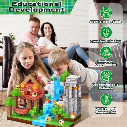 150PCS Magnetic Blocks - Magnetic Building Blocks, Magnet Cubes Toys Stacking, Build Forest World Set, STEM Montessori Sensory Toys for Kids Boys Girls Ages 3-5 6-8 Easter Birthday Gifts