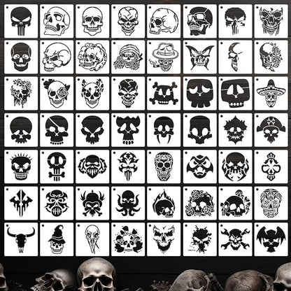 Skulll Stencils for Painting 3inch Reusable Skulls Stencil Template Paint Stencils for Painting on Wood Wall Card Fabrics