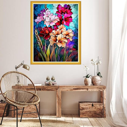 Hopeart Stamped Cross Stitch Kits for Beginner Embroidery Kits for Beginners Adults DIY 11CT Cross Stitch Patterns Needlepoint Kits Crossstitching Kits-Colorful Flowers 16x20 inch