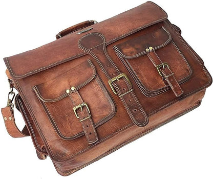 cuero DHK 14 Inch Vintage Handmade Leather Messenger Bag for Laptop Briefcase Best Computer Satchel Distressed Bag