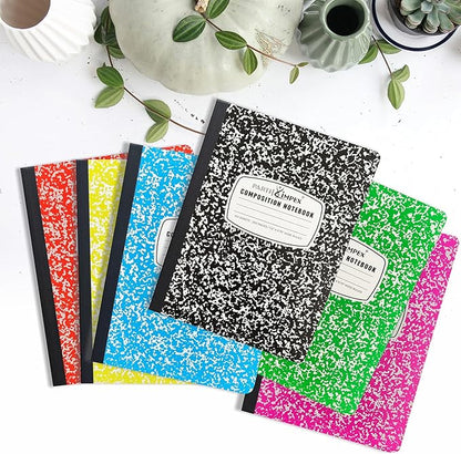PARTH iMPEX 12 Pack Bulk Composition Notebooks Wide Ruled, 200 Pages (100 Sheets), 9-3/4 x 7-1/2, Hard Cover Wide Ruled Notebooks in 6 Assorted Colors, Composition Notebook For School College Office