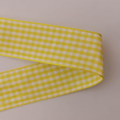 Yellow and White Gingham Ribbon Christmas Ribbon 25 Yards Each Roll 100% Polyester (1", Yellow)