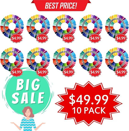 Friendship Bracelet String 500 Skeins Rainbow Color Embroidery Floss Cross Stitch Embroidery Thread Cotton Floss Bracelet Yarn, Craft Floss(Classic Color)（50skeins x10 Pack）